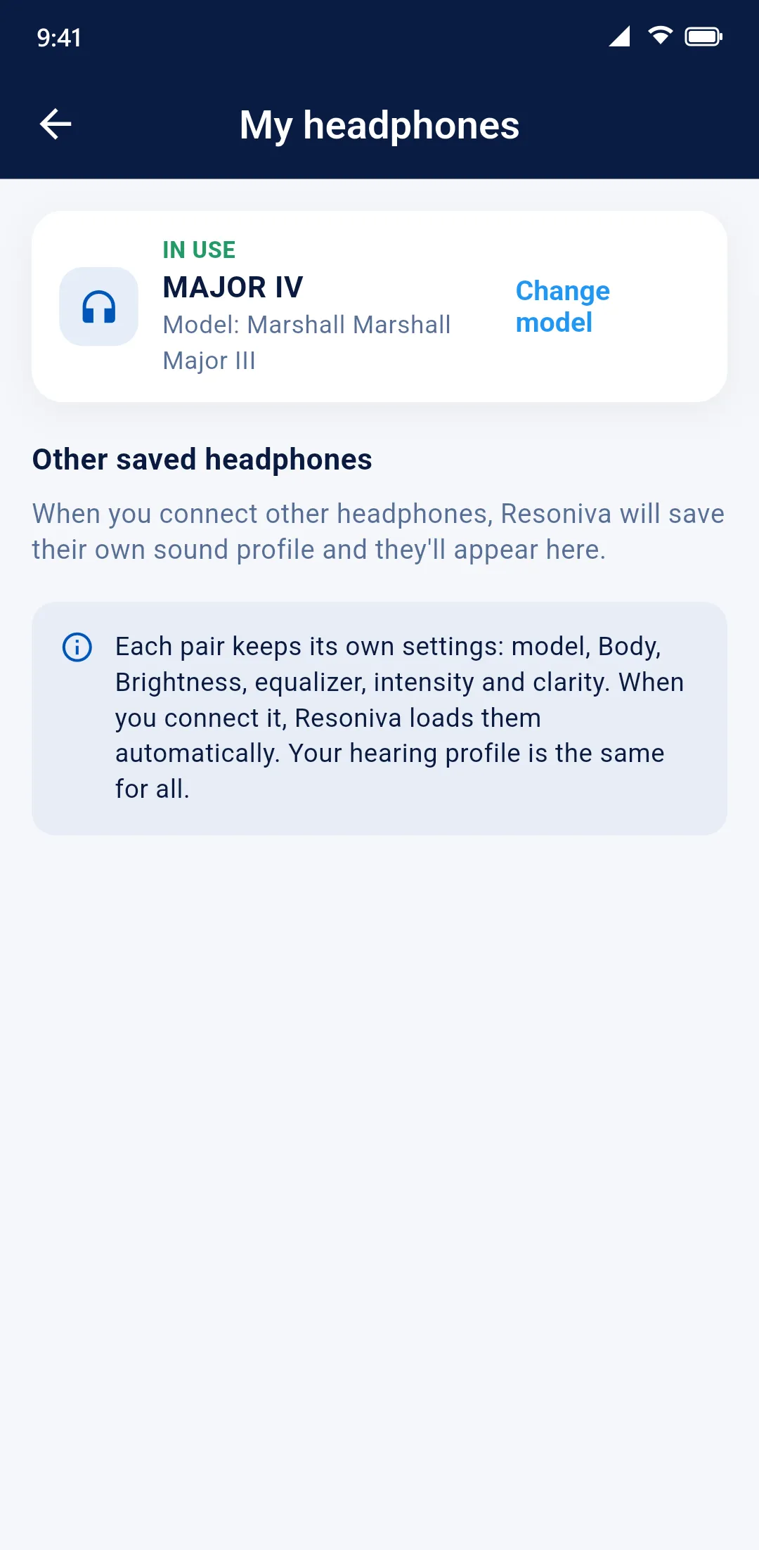 My headphones: the pair in use and the model Resoniva uses for it.